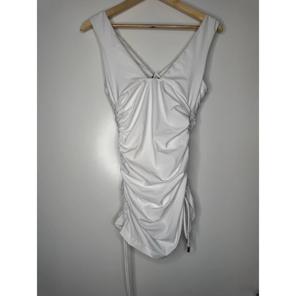 Moeva Womens White TRACEY Plunging Ruched Stretch 1-Piece Swimsuit MEDIUM $411 - Picture 7 of 8